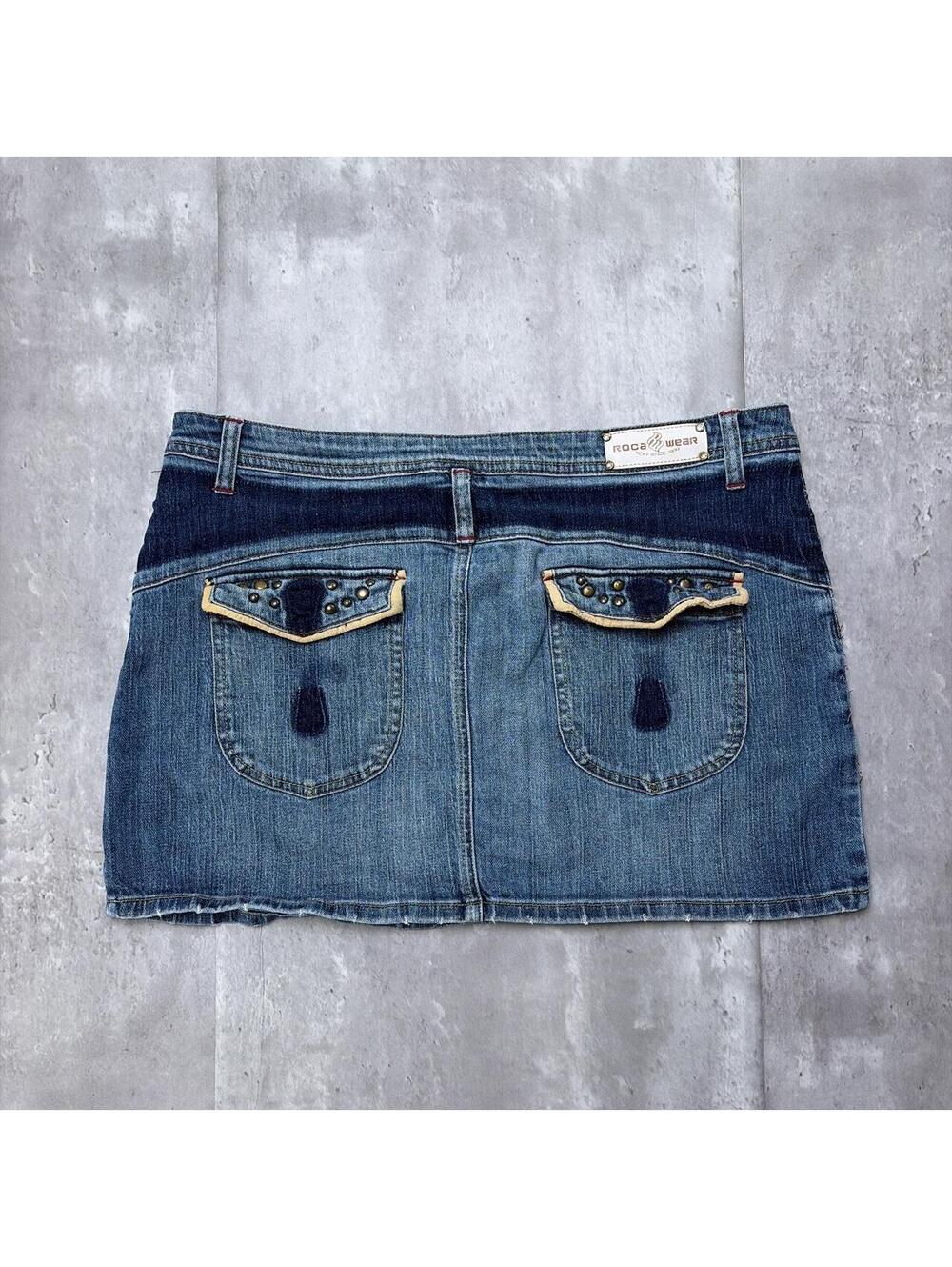 Y2K Blue Rocawear Grunge Gothic Mini Denim Skirt